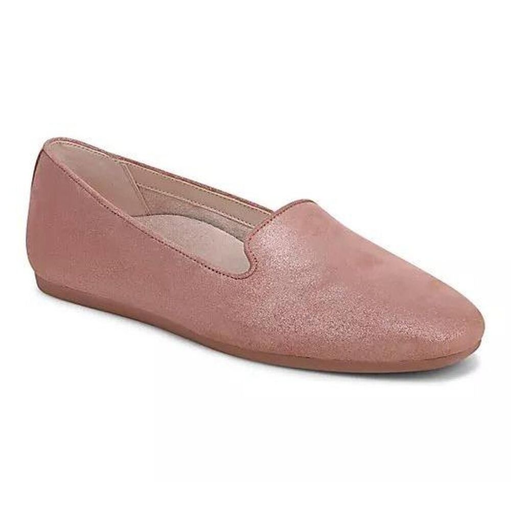 Vionic Coral Metallic Rose Gold Suede Loafers Orthotic Flats Size 6